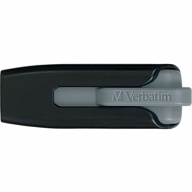 Top view of Verbatim USB drive showing slider mechanism and branding