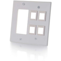 C2G Decorative Style Cutout with Four Keystone Double Gang Wall Plate - White (41341) Main image