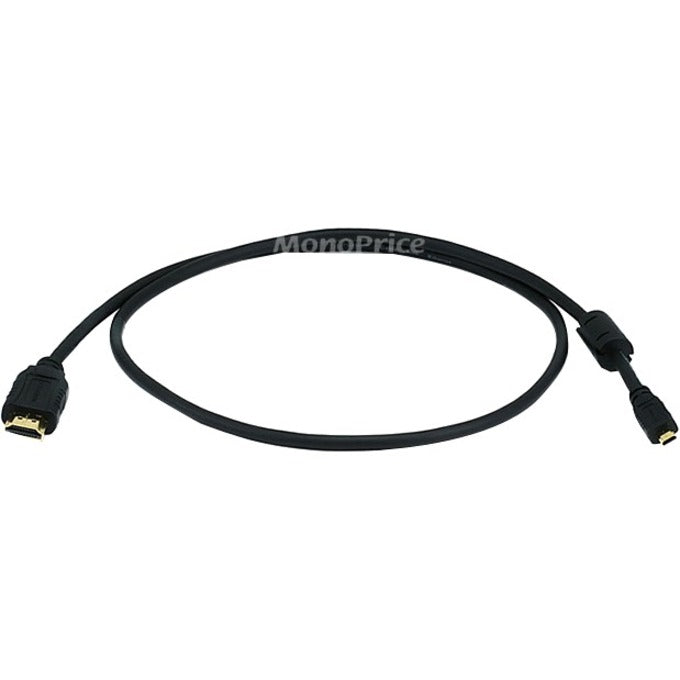 モノプライス 7556 HDMI オーディオ/ビデオケーブル、3フィート、銅導体、フェライトビーズ、ブラック