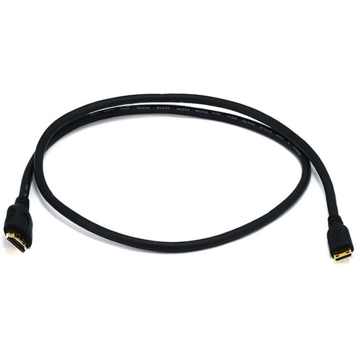 6-foot black HDMI to Mini HDMI cable with gold-plated connectors on white background-alternate-image1