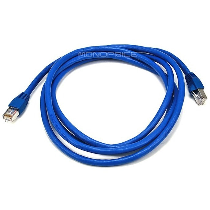 Monoprice 5901 7FT 24AWG Cat6A 500MHz STP Ethernet Bare Copper Network Cable, Blue