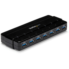 StarTech.com ST7300USB3B ฮับ USB 3.0 แบบ SuperSpeed 7 พอร์ต - ฮับ USB แบบตั้งโต๊ะพร้อมอะแดปเตอร์ไฟ สีดำ