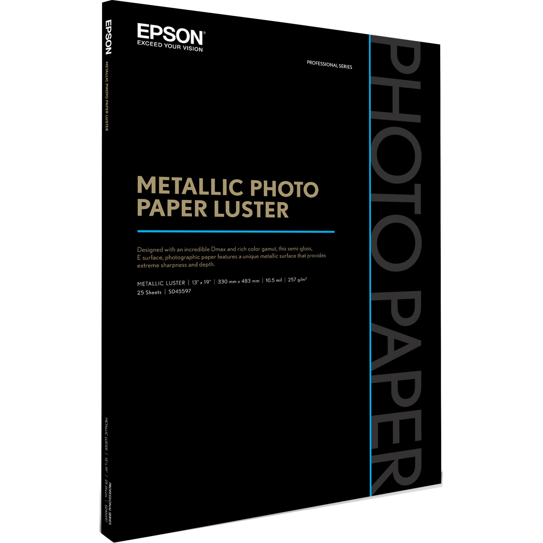 Epson S045597 Photo Paper 13" x 19", Metallic Luster - 25 Sheet