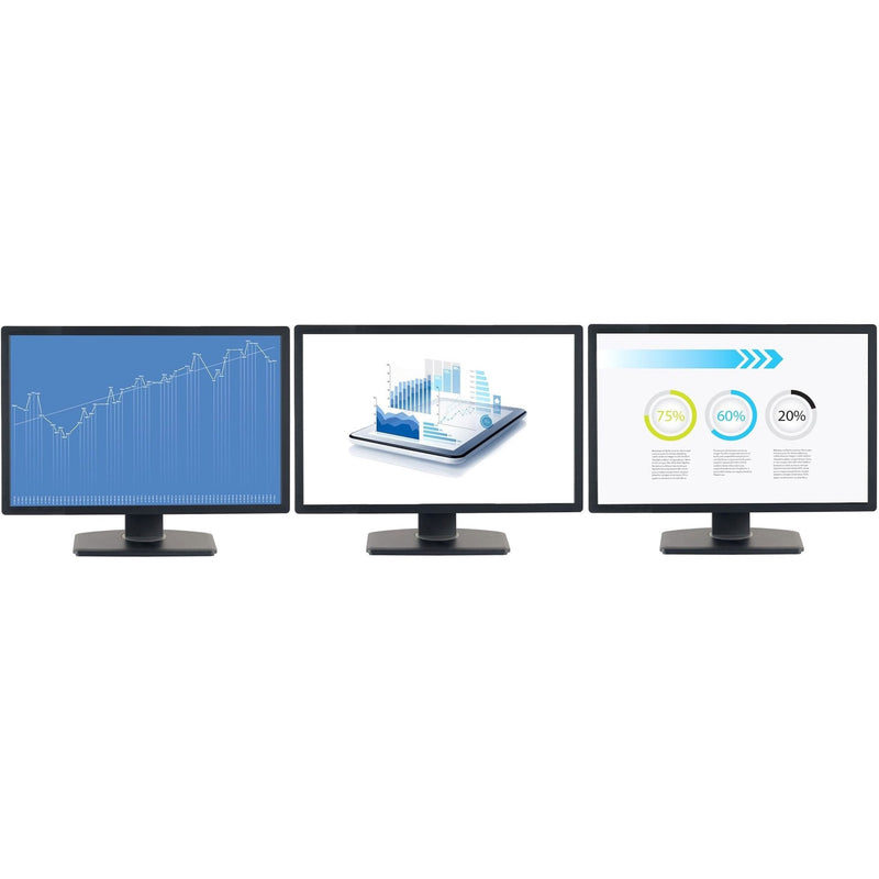 Three monitors showing different business applications powered by StarTech.com MST hub