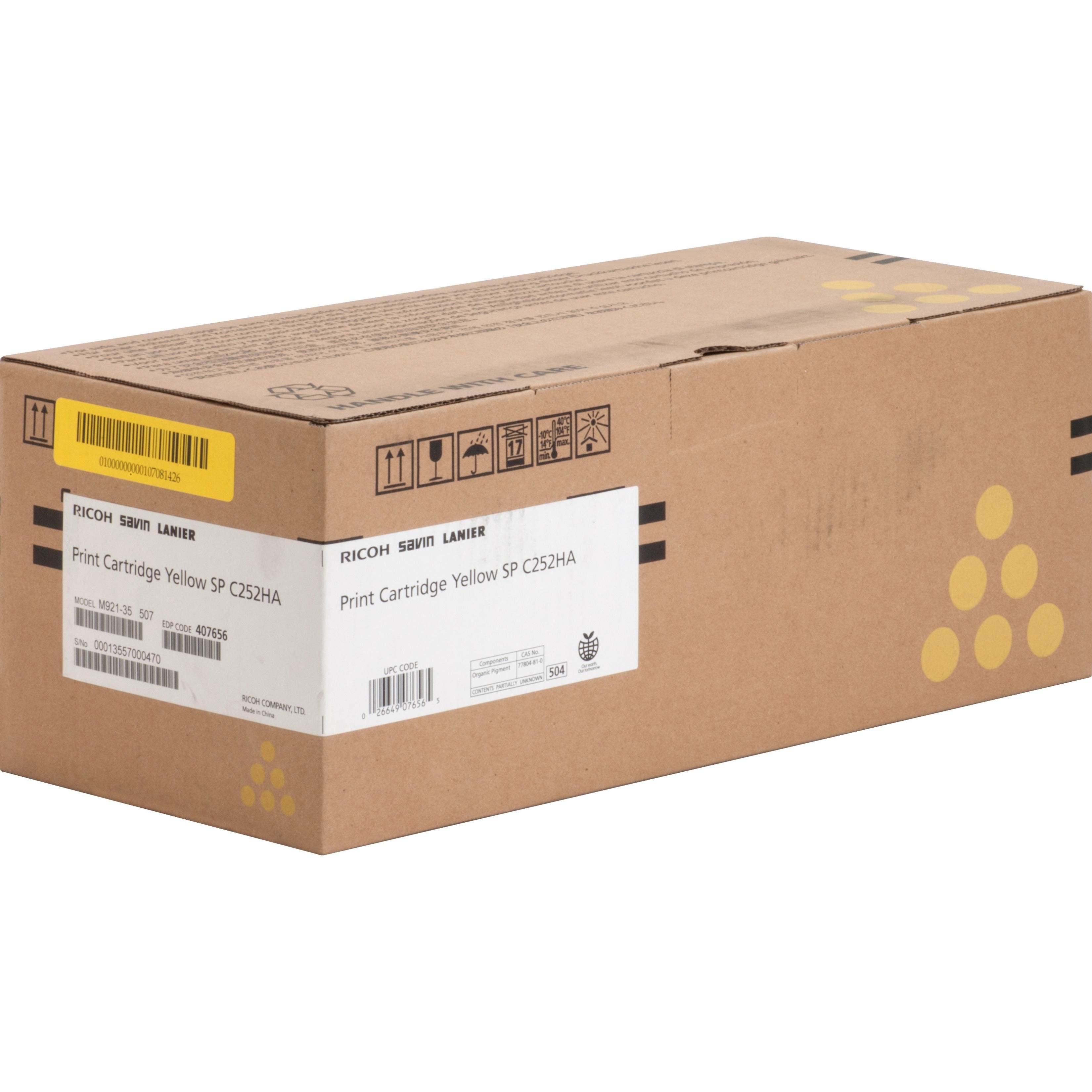 Ricoh 407656 SP C252HA Kartrid Toner Asli Kuning 6000 Halaman