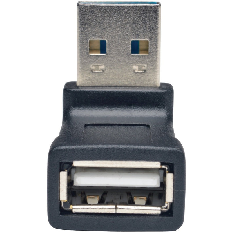 Detailed view of USB adapter's connector interface showing gold contacts and internal construction