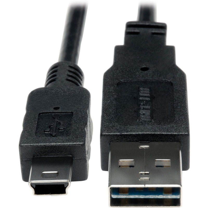 Detailed view of Tripp Lite USB cable showing molded construction and strain relief features