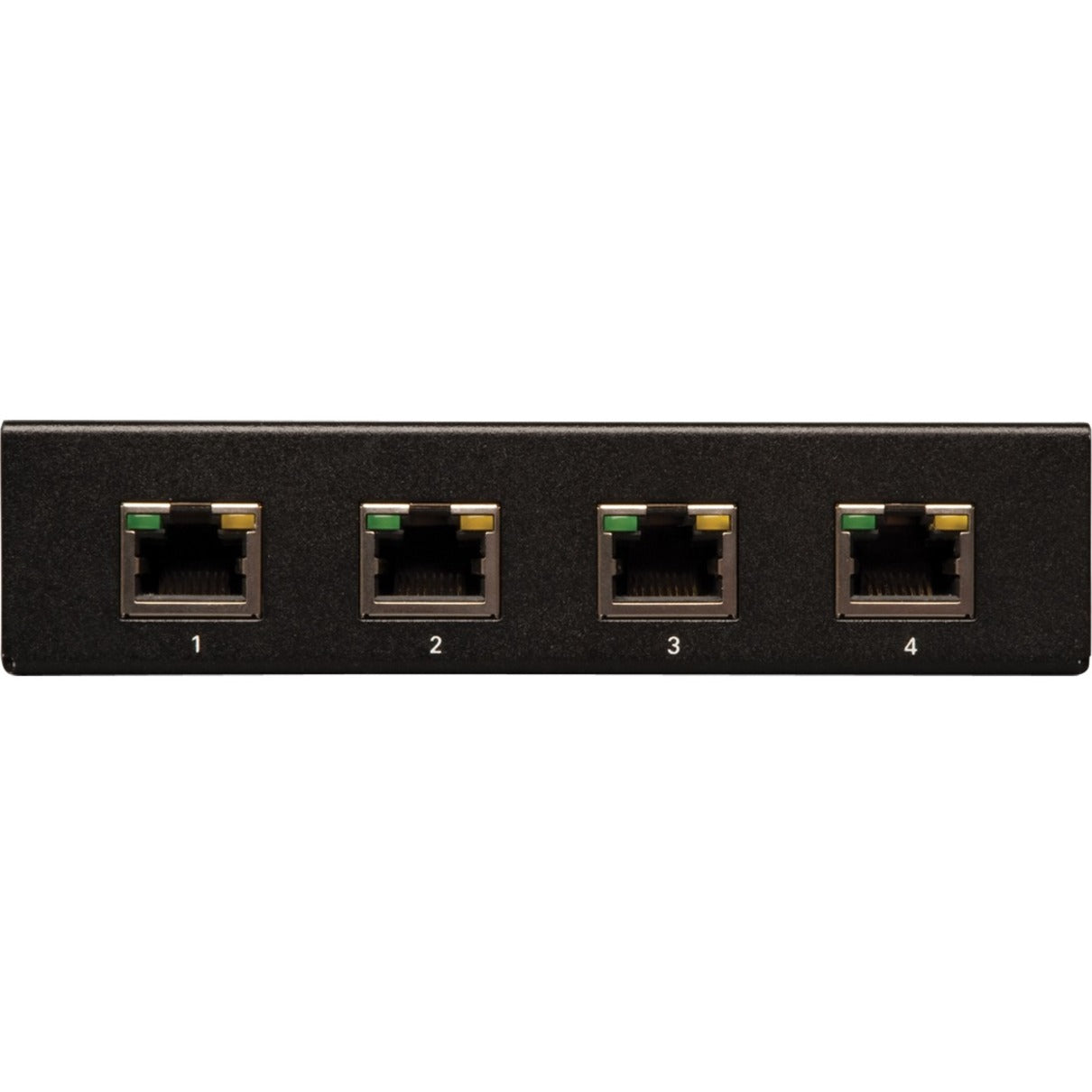 Close-up of four RJ-45 ports on Tripp Lite B132-004A-2 splitter-alternate-image3