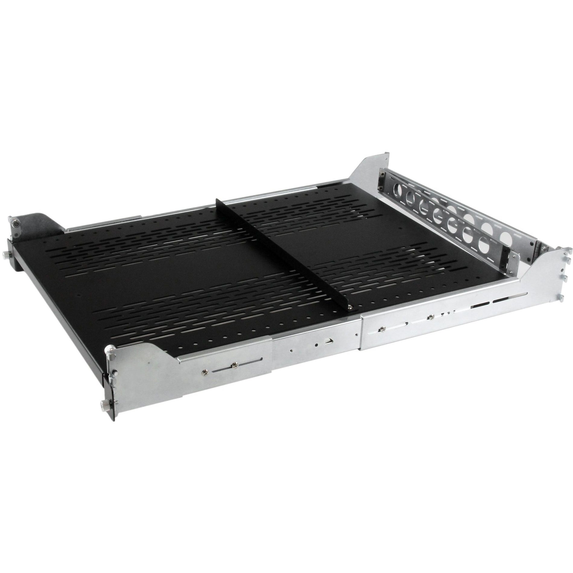 StarTech.com UNISLDSHF192 Rack Shelf, Vented Sliding with Cable Management Arm - 50lbs / 22.7kg, Adjustable Mounting Depth