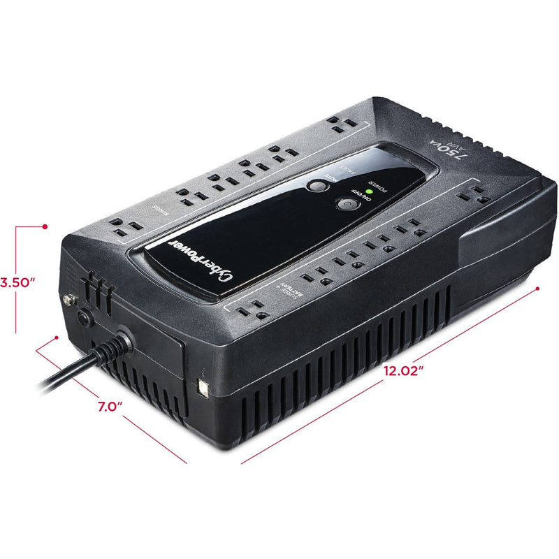 Dimensional view of CyberPower AVRG900U showing compact size measurements