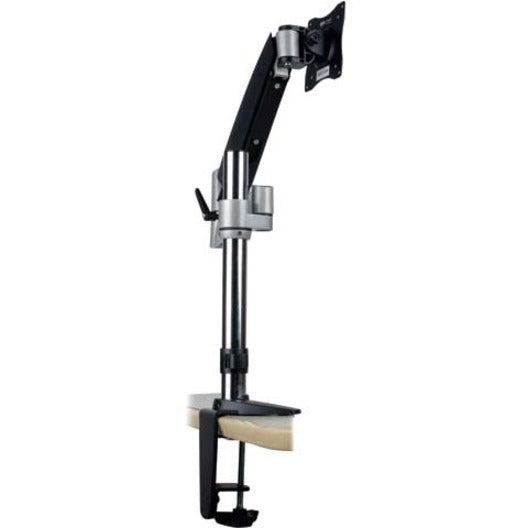 Profile view of black Tripp Lite monitor mount with desk clamp mechanism-alternate-image2