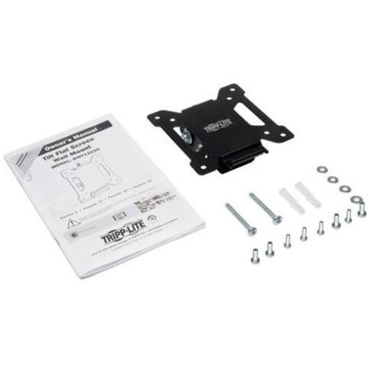 Complete package contents of Tripp Lite DWT1327S including mount, hardware, and manual