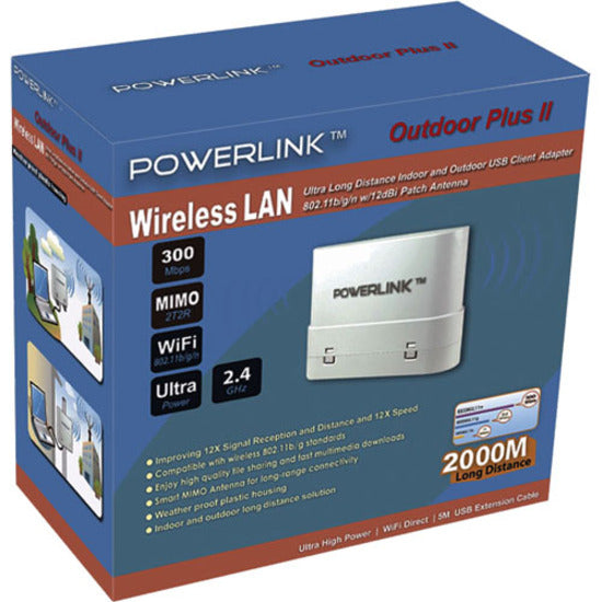 Premiertek PL-2812-300N Outdoor Plus II 300Mbps High Power USB Adapter, Long Distance HP Extender