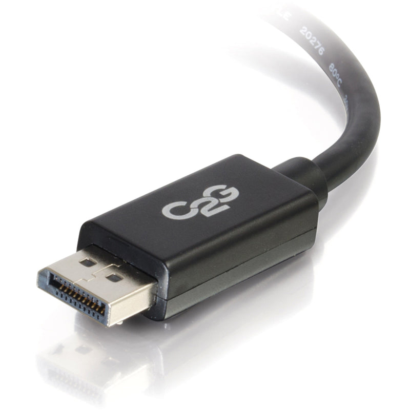 Close-up of DisplayPort connector showing C2G branding and premium finish