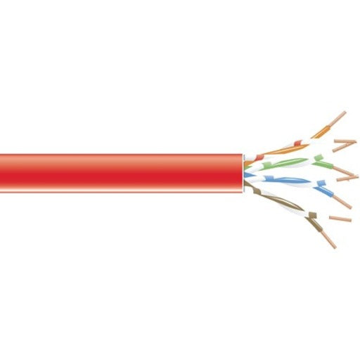 Cross-section view of red Cat6 network cable showing internal copper conductors and insulation-alternate-image1