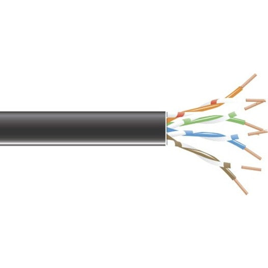 Cross-section view of Black Box Cat6 UTP cable showing internal copper conductors and black outer jacket