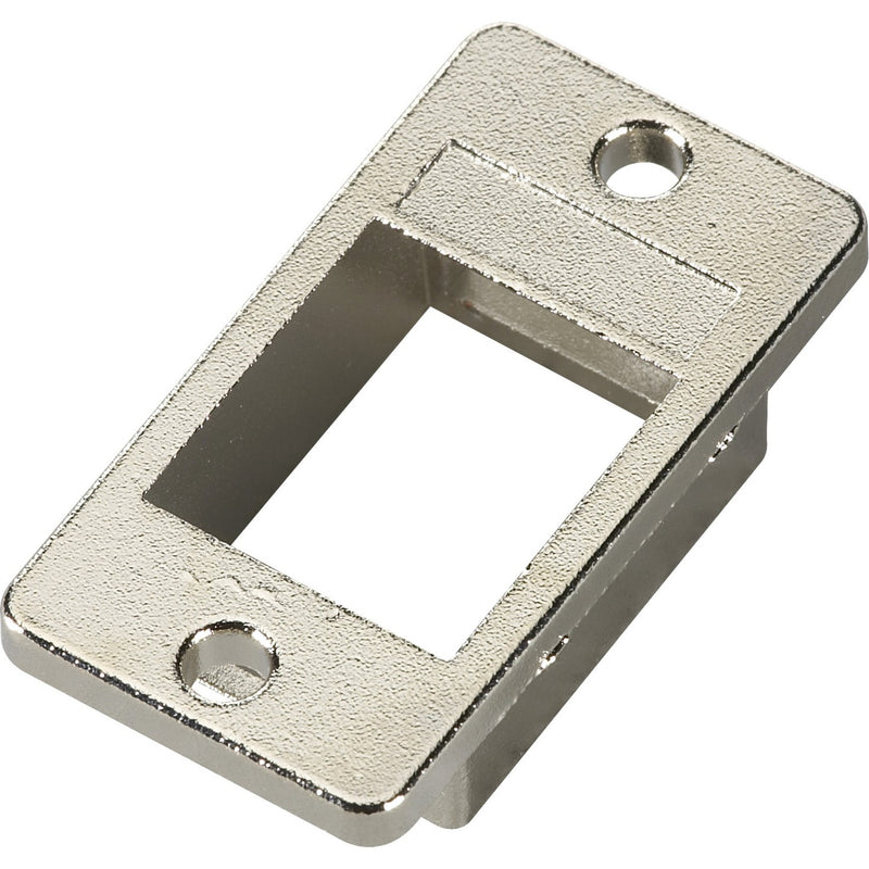 Silver panel-mount bezel frame with keystone opening and mounting holes