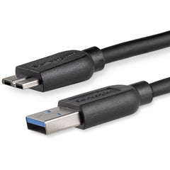 StarTech.com SuperSpeed USB 3.0 Data Transfer Cable, Slim A to Micro B, M/M, 5Gbps, Flexible Strain Relief, Compatible with Hard Drive, Notebook, PC, Black, 2m/6ft - USB3AUB2MS (Lifetime Warranty)