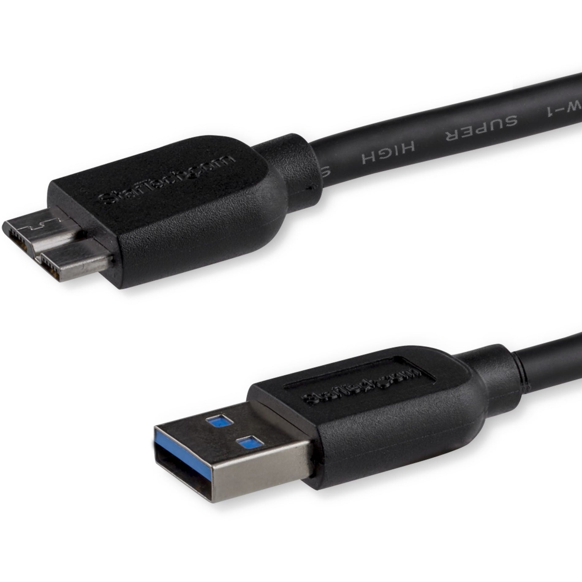 StarTech.com USB3AUB50CMS 0.5m (20in) Slim SuperSpeed USB 3.0 A to Micro B Cable - M/M, Fast Data Transfer and Charging