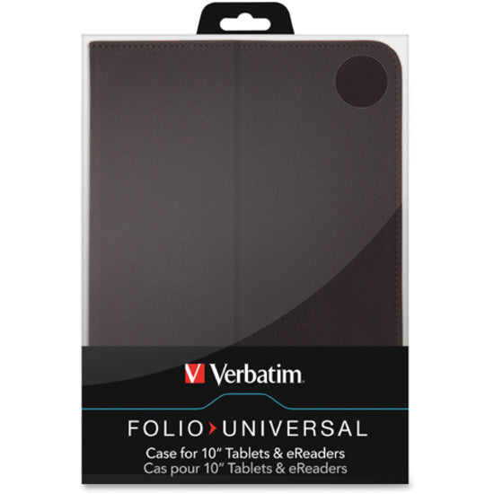 Verbatim 98540 Universal Folio Case for 10" Tablets and e-Readers, Landscape/Portrait Viewable, SnugFit Protective System, Foldable Stand