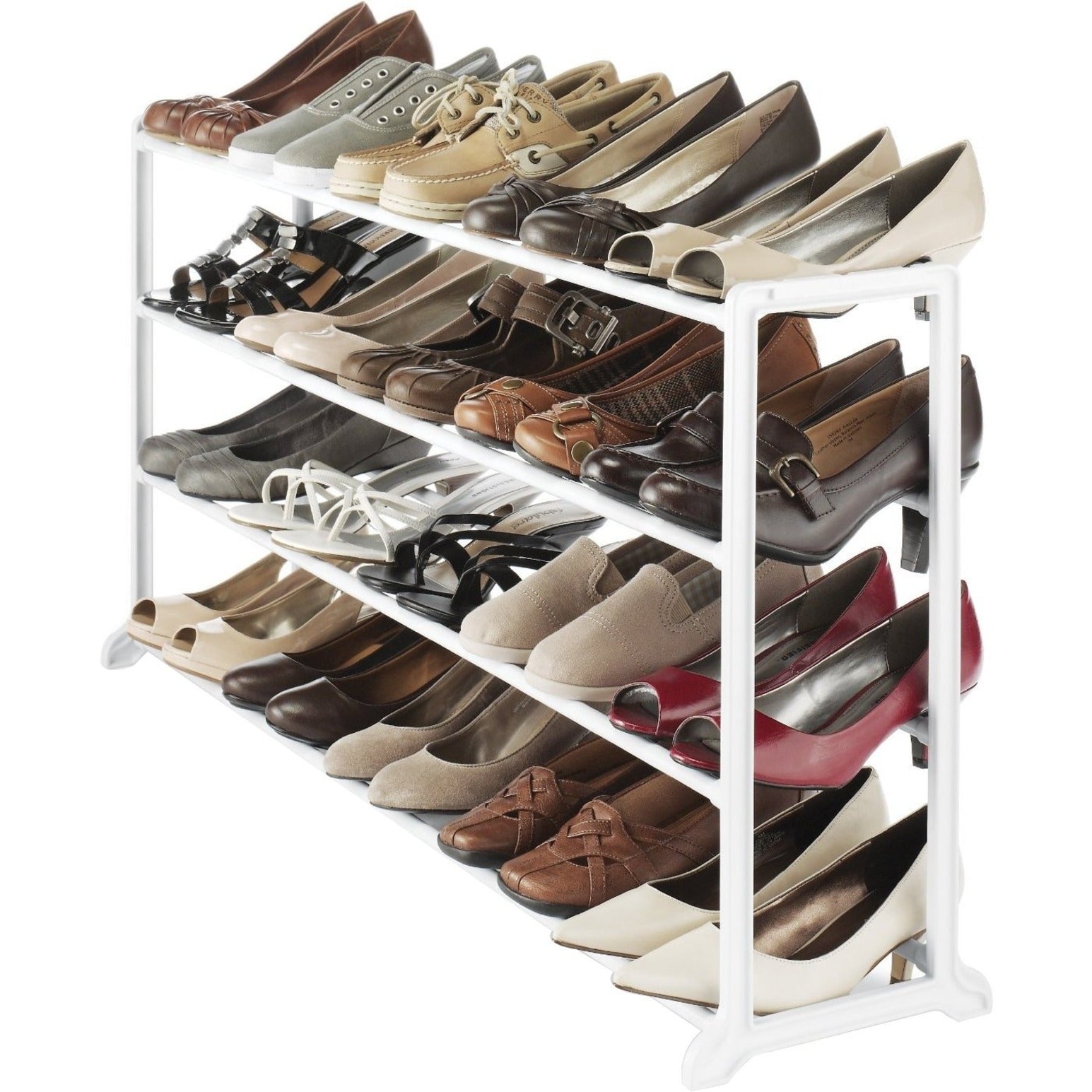 Whitmor 6780-3139-WHT White Resin 20 Pair Shoe Rack, Durable, Holds 40 Shoes