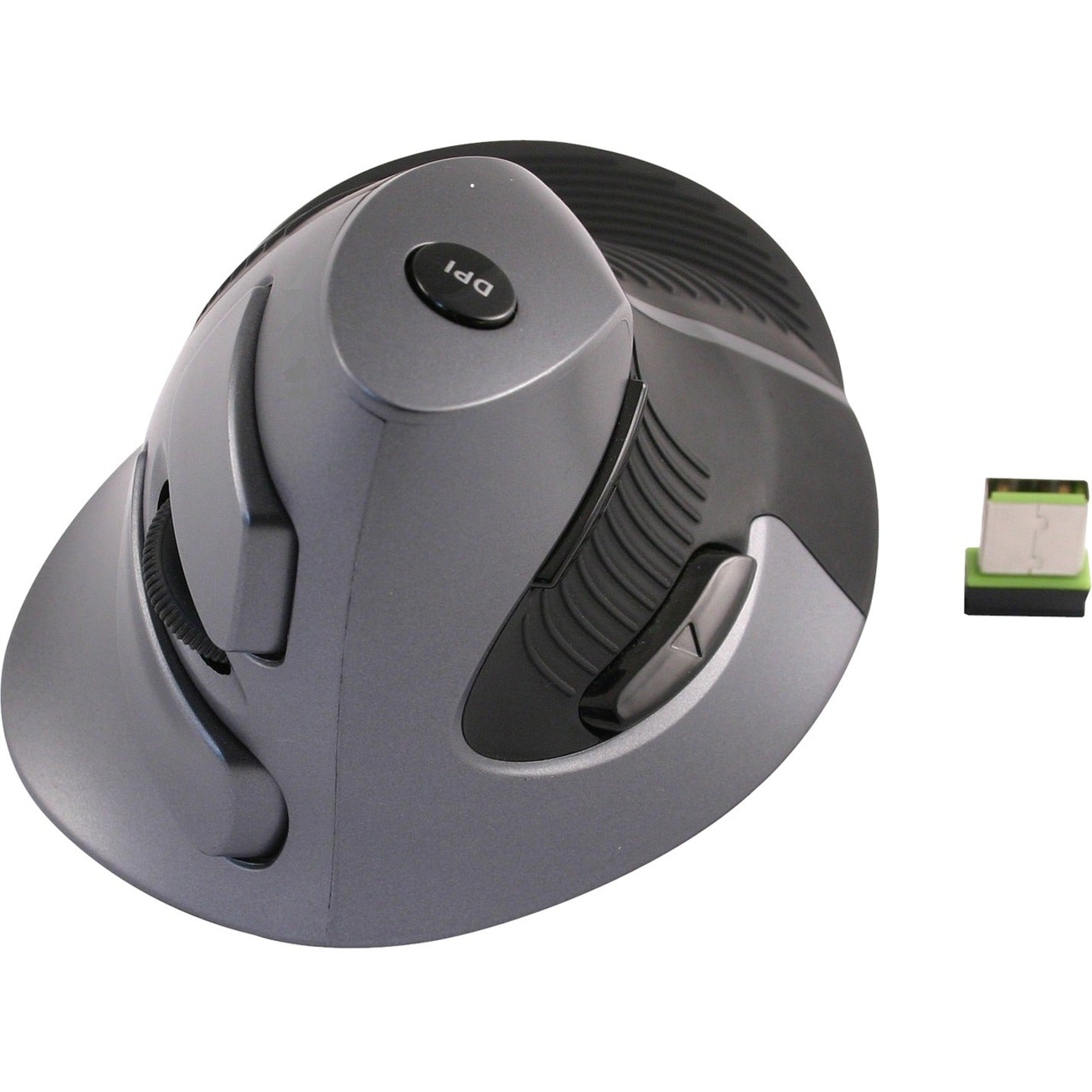 Ergoguys CST3645A vertical wireless mouse in gray with ergonomic design and nano receiver-alternate-image1