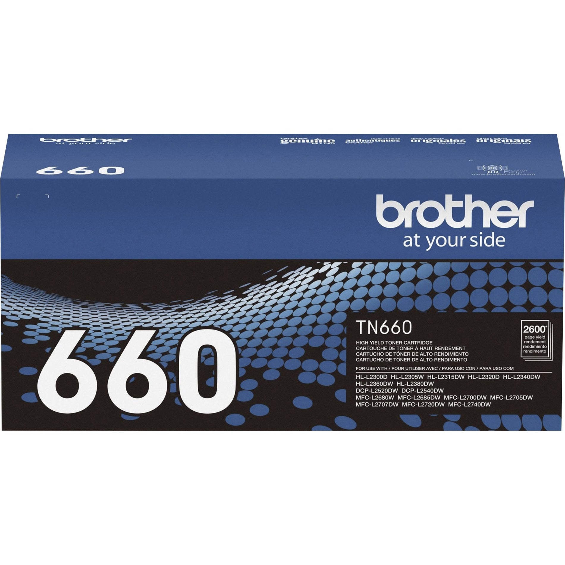 Brother TN660 High-yield Toner Cartridge, 2600 Page Yield, Black