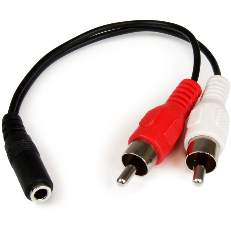 StarTech.com 6-inch audio adapter cable with 3.5mm female to dual RCA male connectors against white background