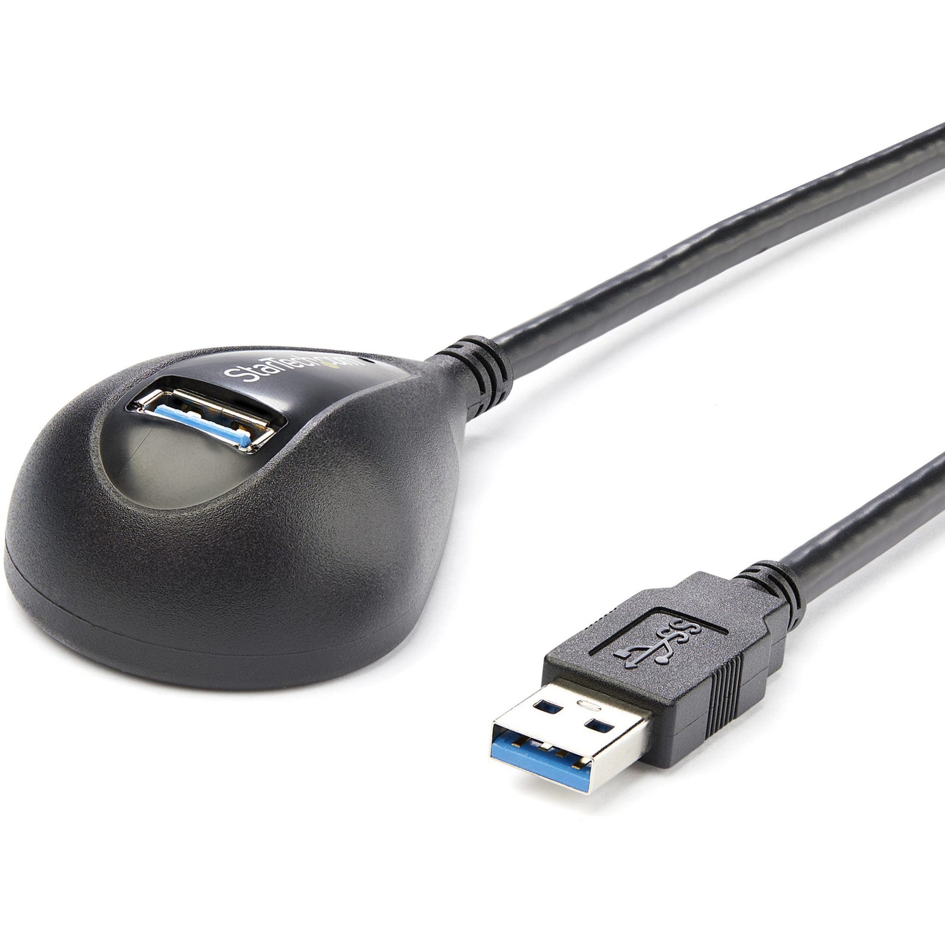 StarTech.com كابل تمديد USB 3.0 سوبر سبيد لسطح المكتب باللون الأسود بطول 5 أقدام، ذكر إلى أنثى، حماية EMI، معدل نقل بيانات 5 جيجابت في الثانية