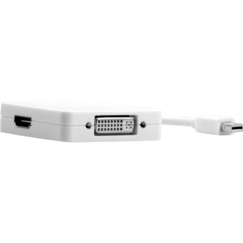 Angled view of the Mini DisplayPort adapter showing multiple ports and connections