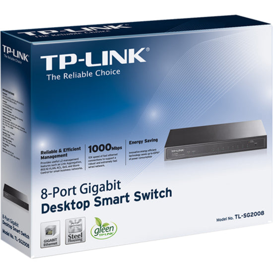 مفتاح الشبكة الذكي ذو 8 منافذ من TP-Link TL-SG2008، سهل الاستخدام لاتصالات سريعة وموثوقة TP-Link