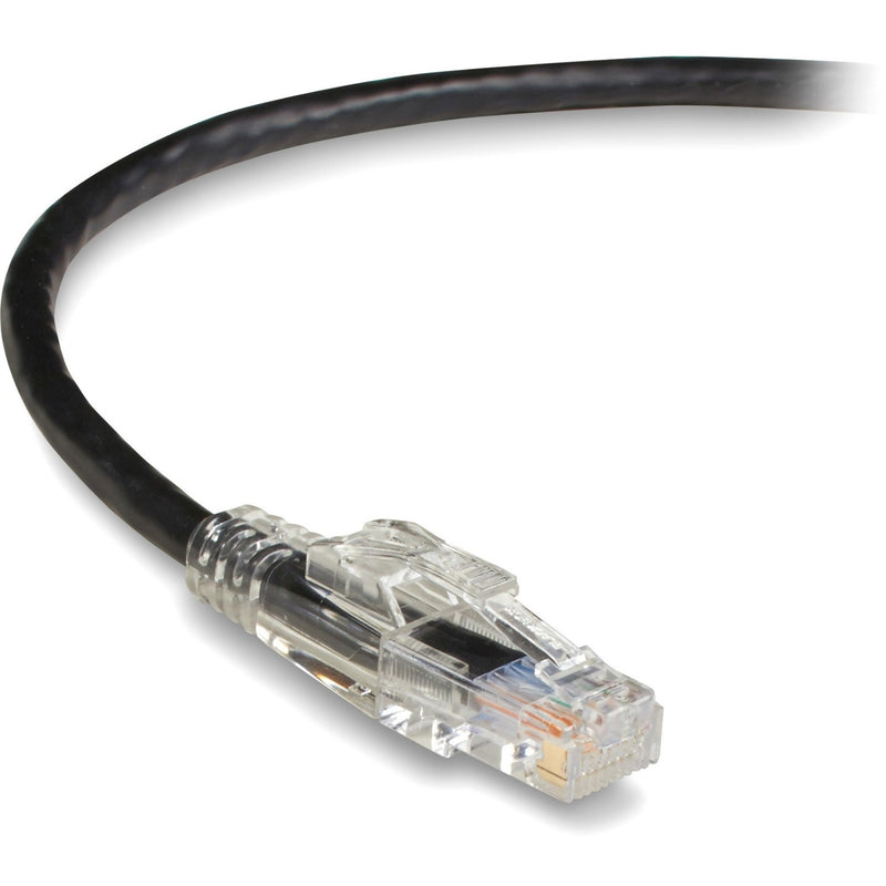 Side view of Black Box network cable showing snagless boot and connector design