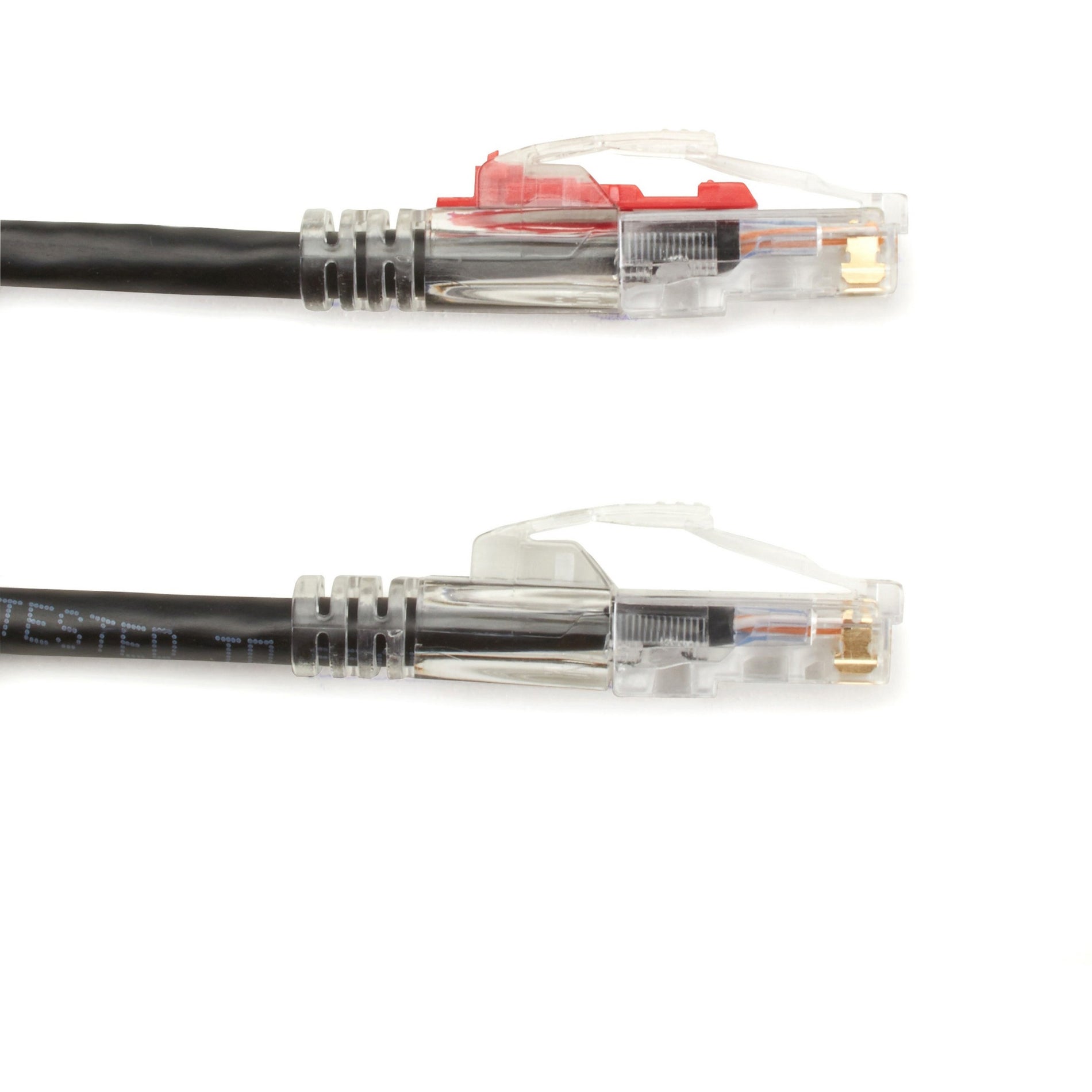 Side-by-side comparison of GigaBase 3 cable connectors showing red security tab and standard clear tab options-alternate-image2