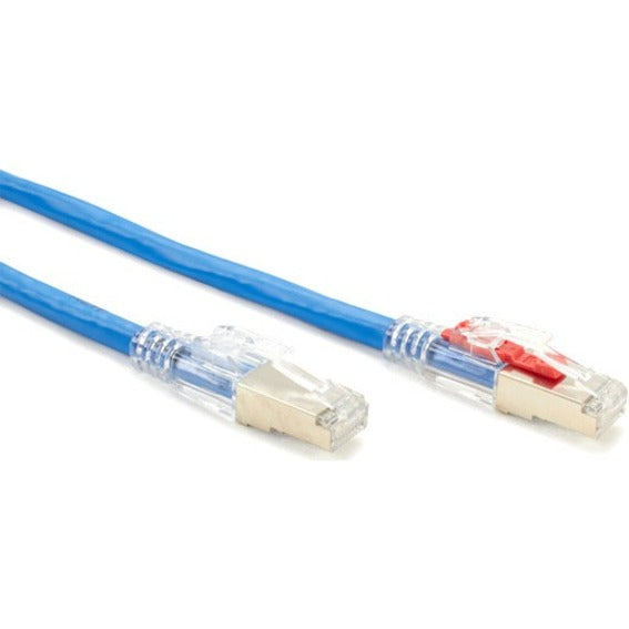 Side-by-side comparison of standard and locked CAT6A cable connectors