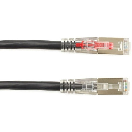 Side-by-side comparison of two GigaTrue 3 connectors showing red security lock and standard clear connector