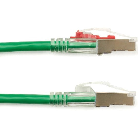 Macro shot of RJ-45 connector showing internal construction and security pin system