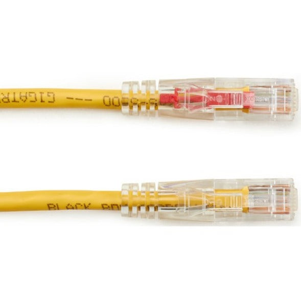 Side-by-side comparison of two RJ-45 connectors showing red and green locking pin options