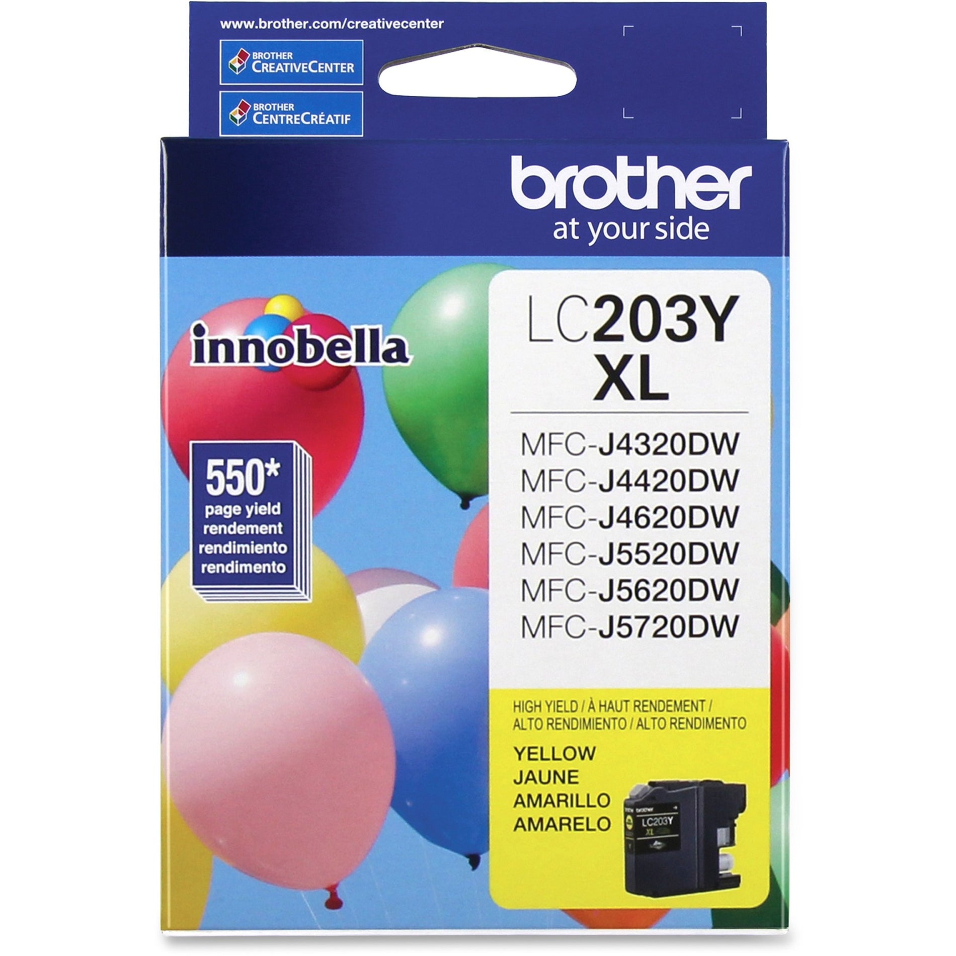 หมึกพิมพ์ Brother LC203Y Innobella ใช้สูง คาร์ทริดจ์ สีเหลือง ยอดการพิมพ์ 550 หน้า