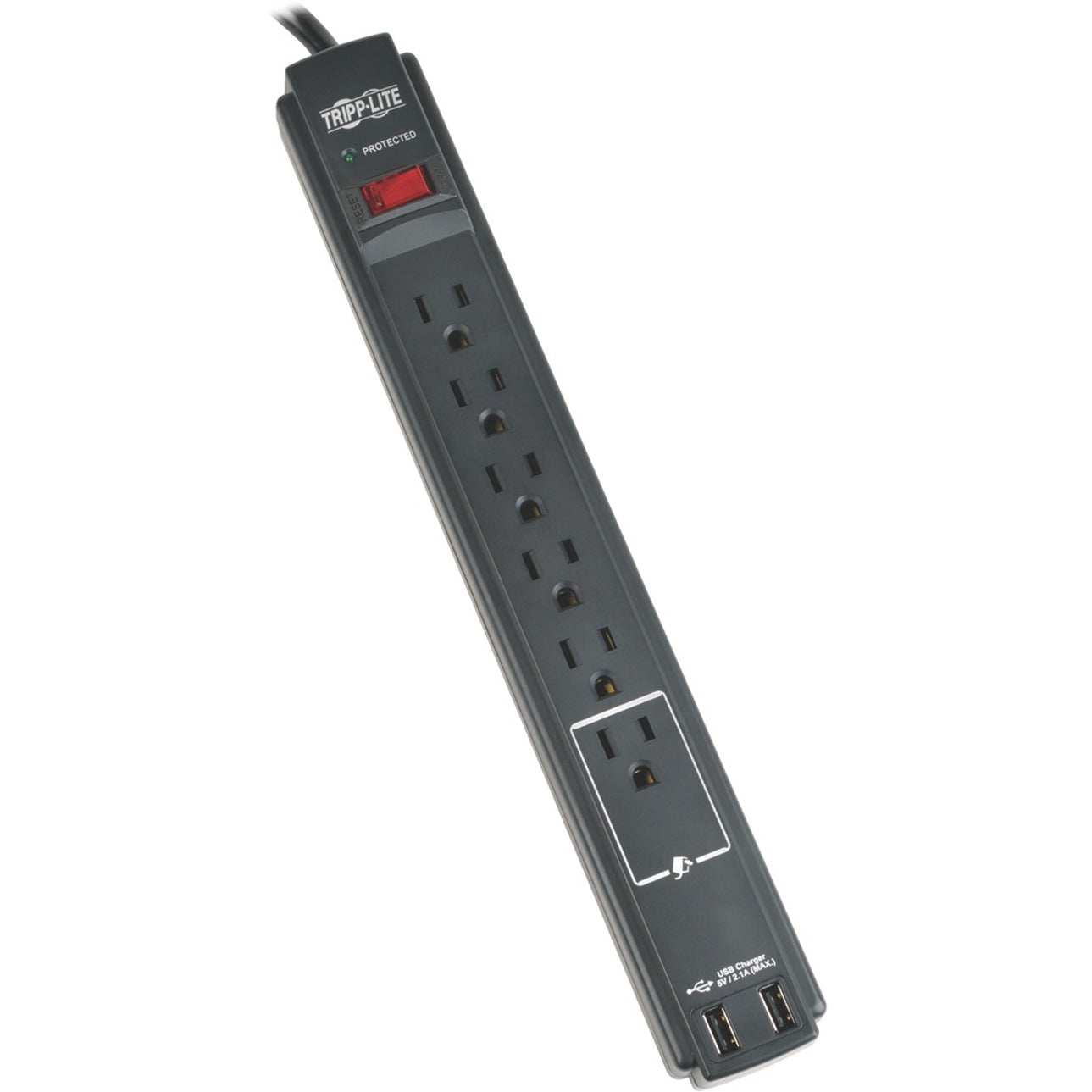 Tripp Lite Protect It! TAA Compliant Surge Suppressor/Protector, 6 Outlets, 990J, 2 USB Charging Ports, 6ft Cord, RoHS, Black - TLP606USBBTAA (Lifetime Warranty)