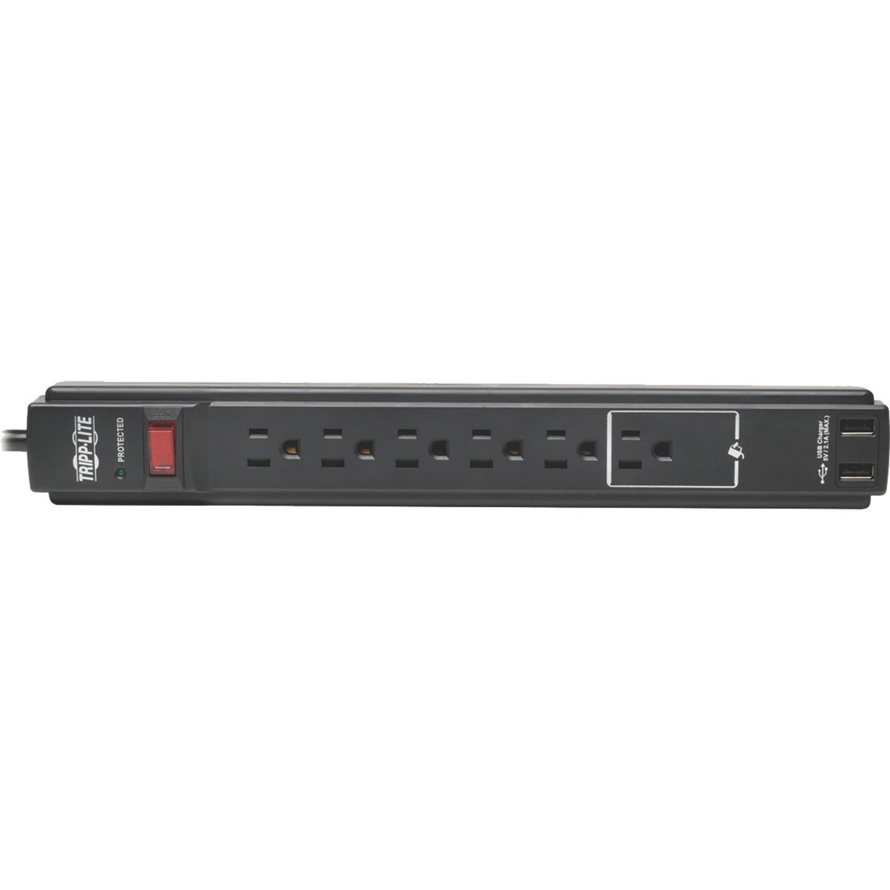 Tripp Lite TLP606USBBTAA Protect It! Surge Suppressor 6 Outlets 990 J 6 ft Power Cord Black  Tripp Lite TLP606USBBTAA Beskyt det! Overspændingsbeskytter 6 stikkontakter 990 J 6 ft strømkabel Sort