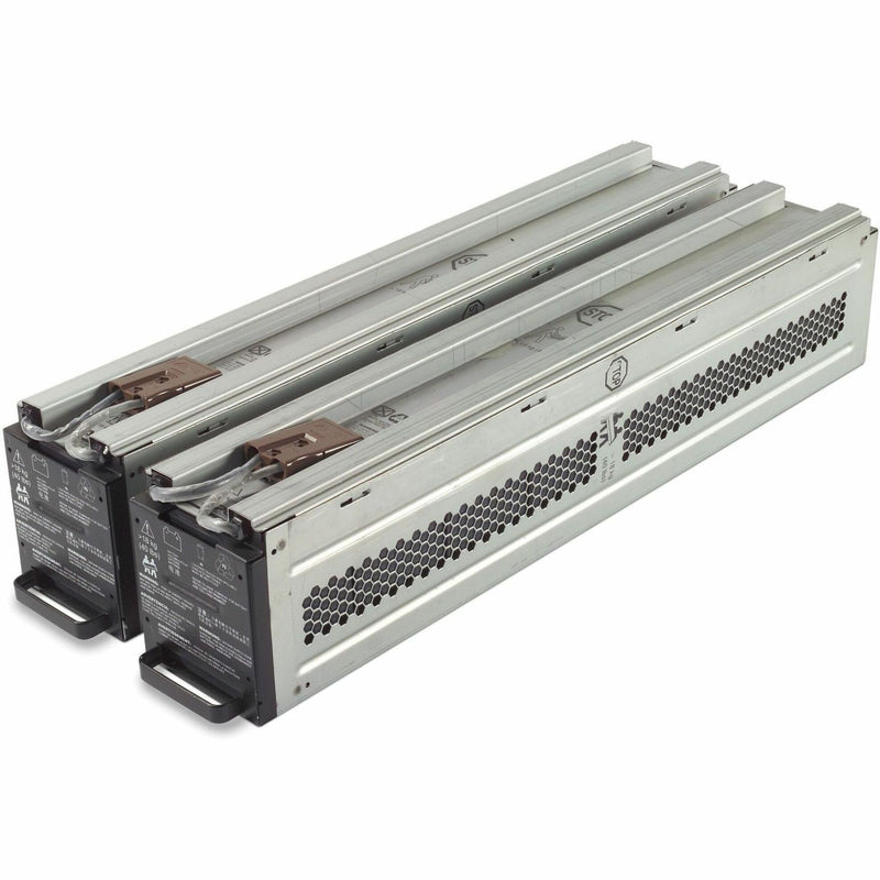 APC APCRBC140 replacement battery cartridge showing dual modules with ventilation grilles and mounting rails