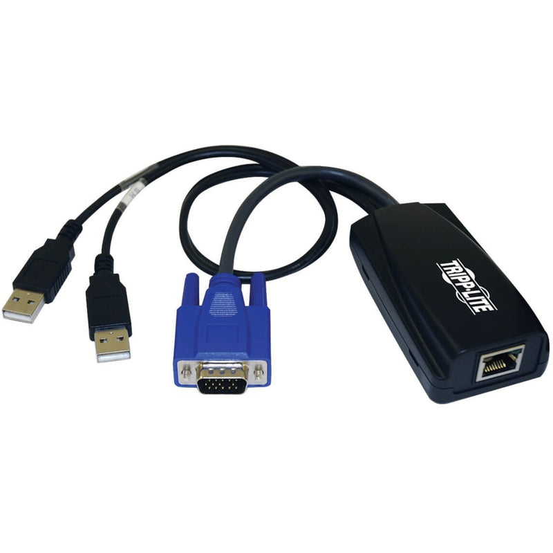 Tripp Lite NetCommander USB Server Interface Unit showing USB ports, VGA connector, and RJ45 port configuration