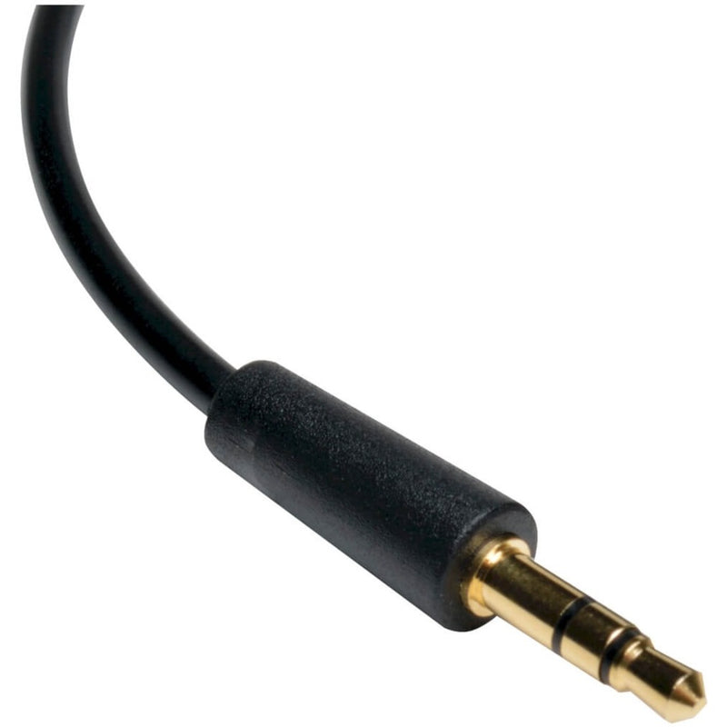 Close-up detail of gold-plated 3.5mm audio connector with strain relief