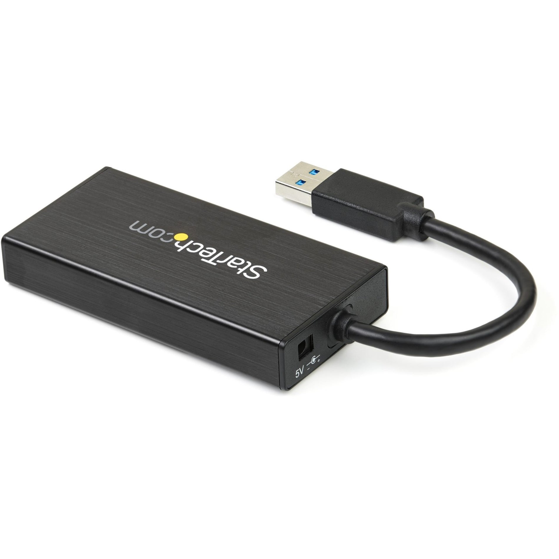 StarTech.com Concentrador USB de aluminio ST3300GU3B con adaptador de red Ethernet Gigabit NIC 3 puertos portátil negro.