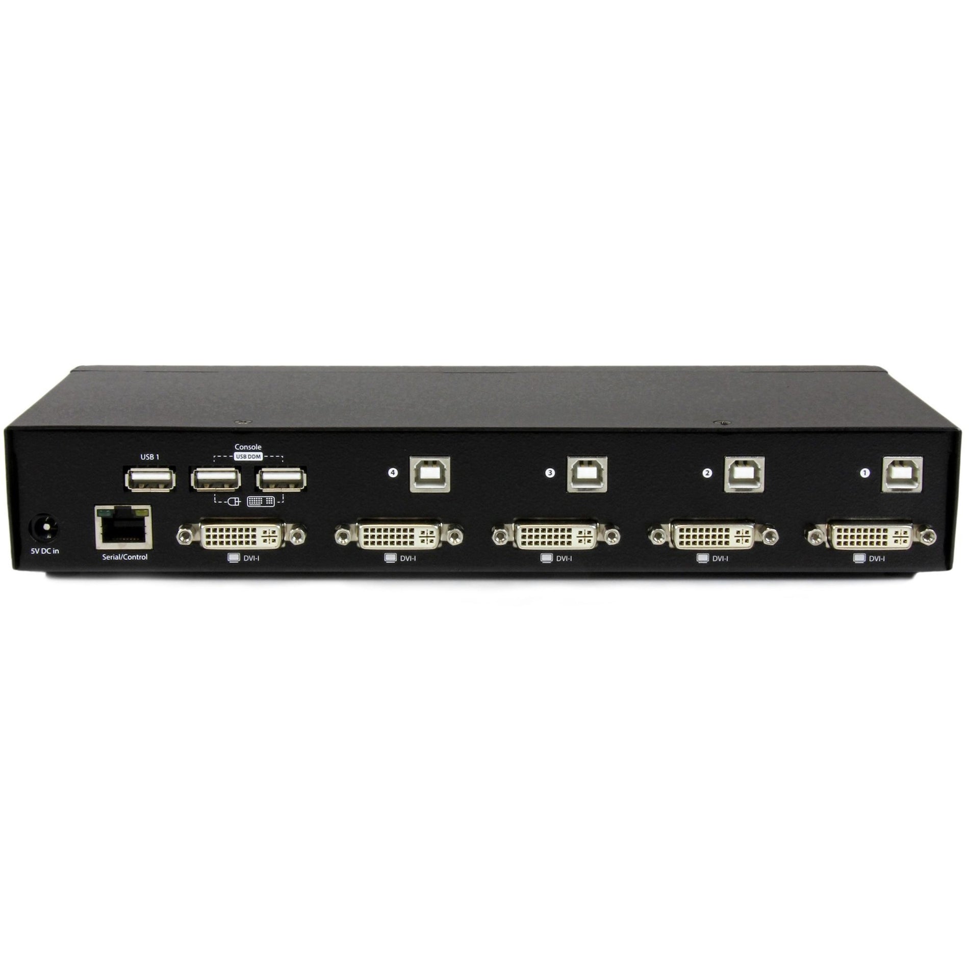 Rear view of StarTech.com KVM switch showing DVI ports, USB connections, and network interface-alternate-image3