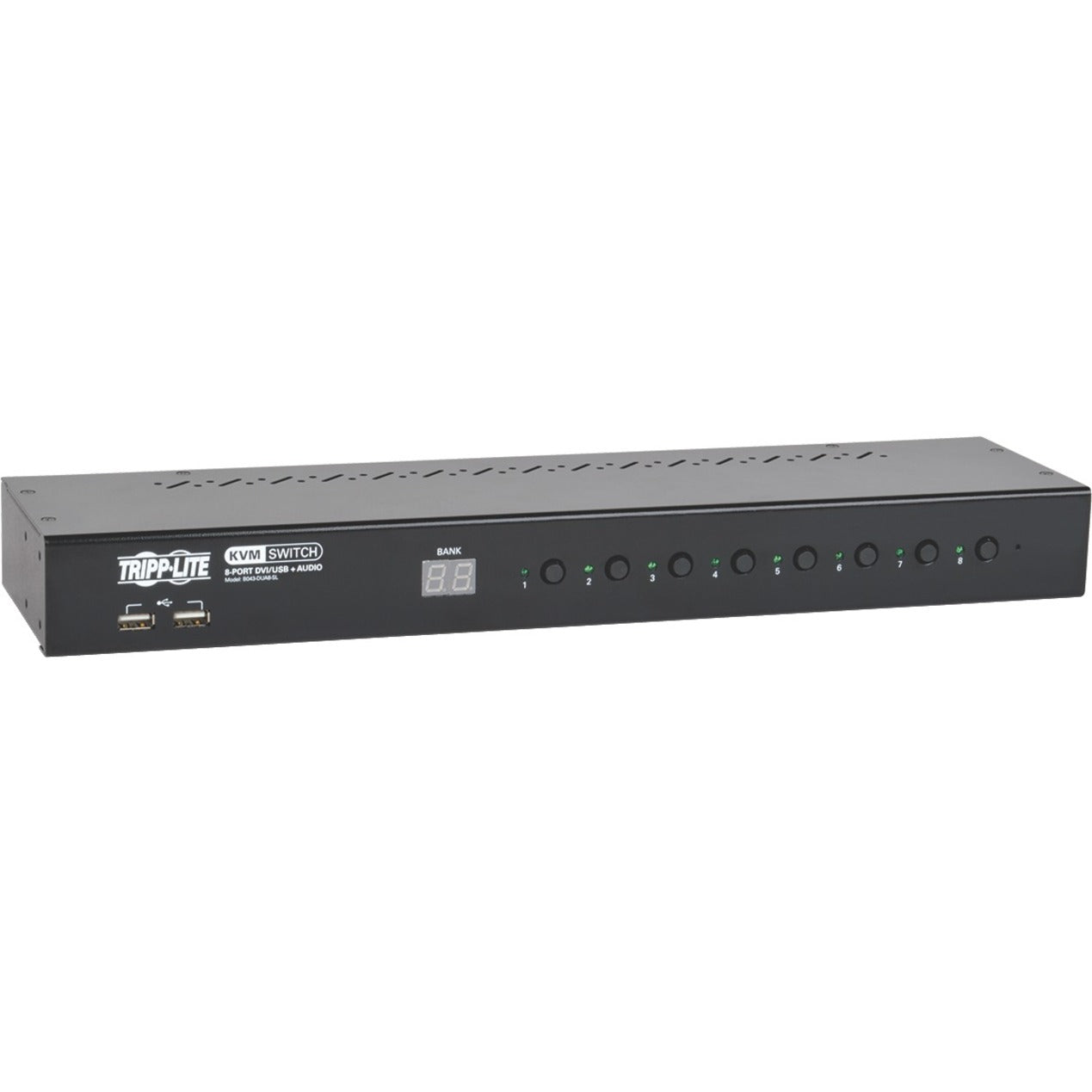 Tripp Lite B043-DUA8-SL NetController 8-Puerto 1U Montaje en Rack DVI / USB Conmutador KVM con Audio y Concentrador de 2 Puertos USB