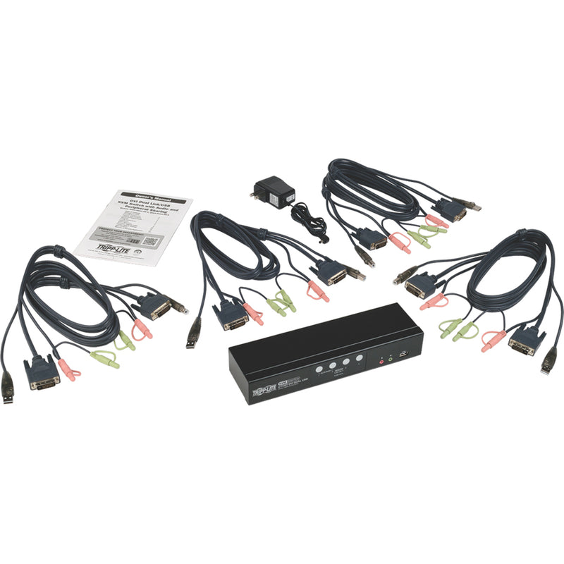 Complete KVM switch package with included cables and accessories