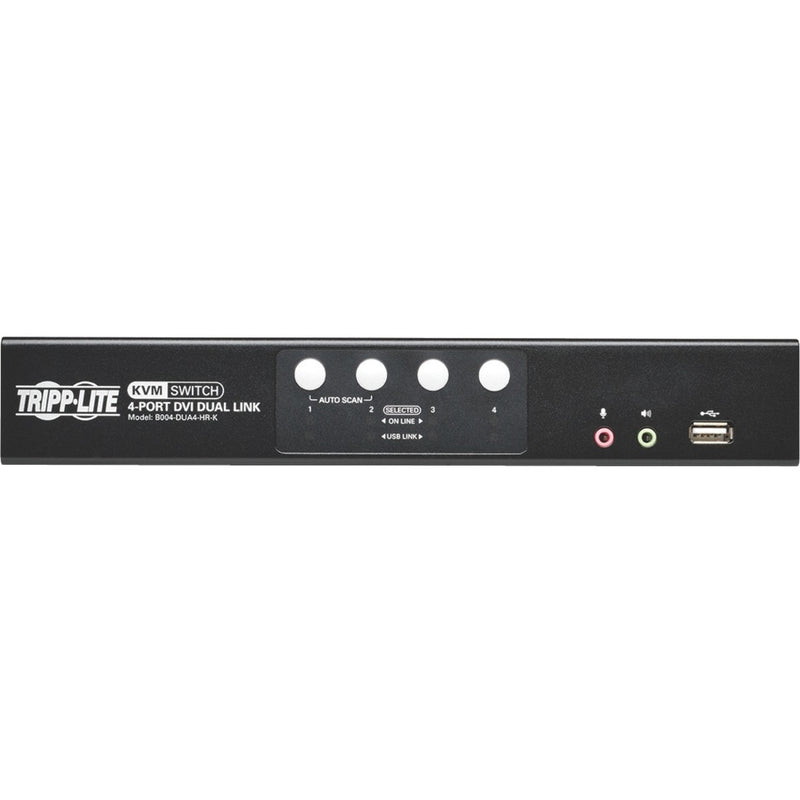 Close-up front view of Tripp Lite KVM switch showing slim profile design