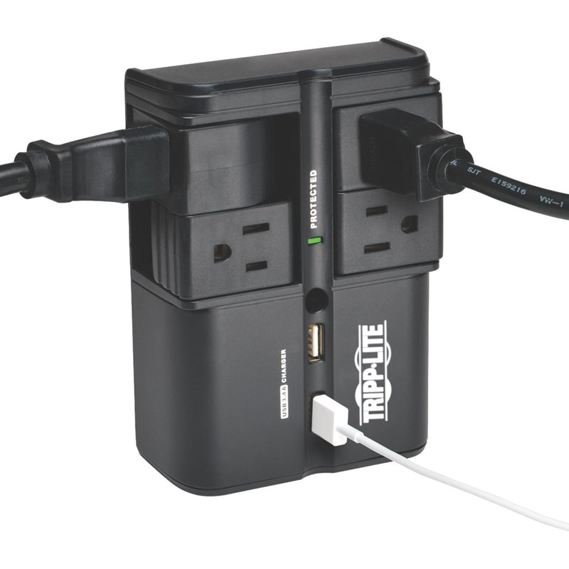 SK40RUSBB in use with devices charging via USB and standard outlets