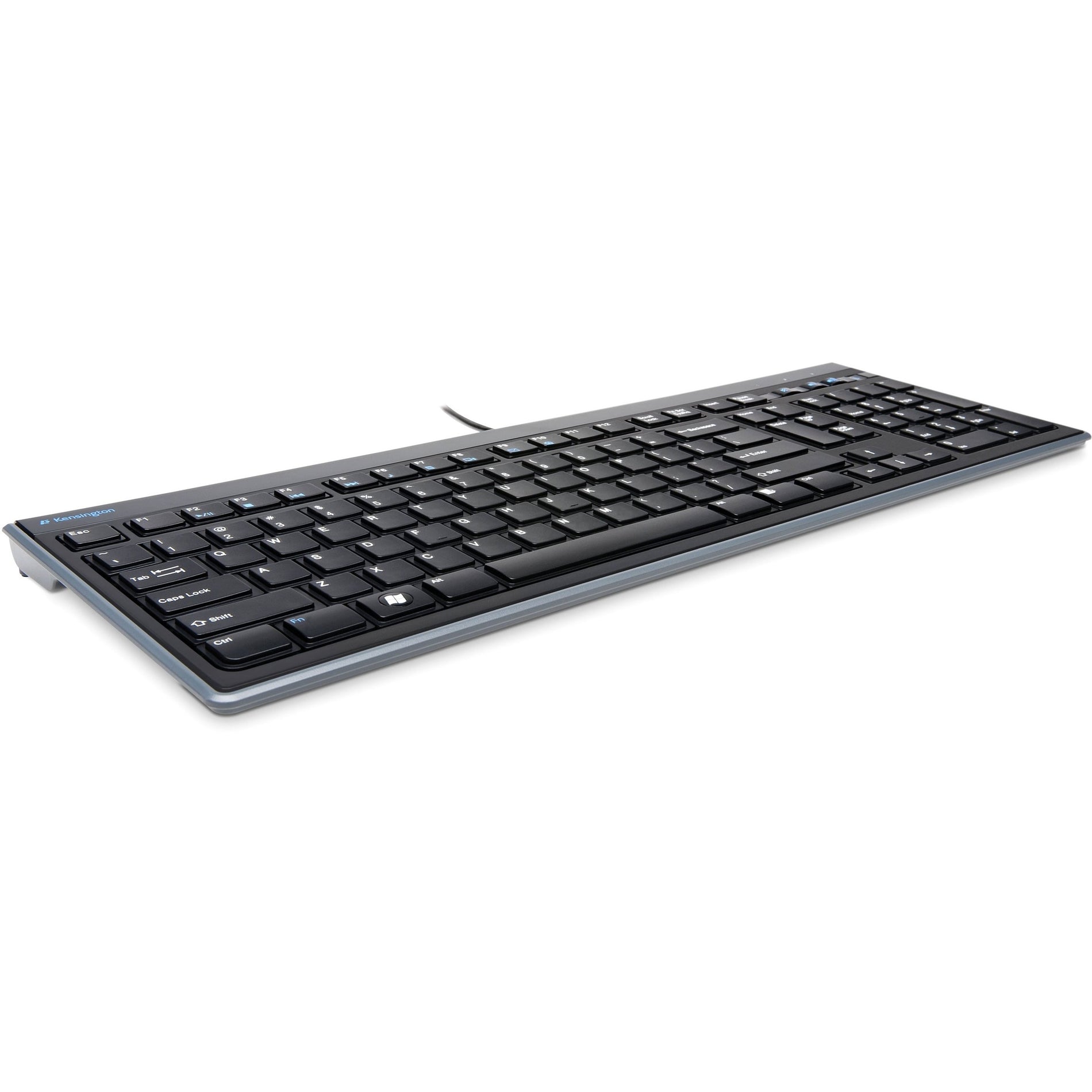 Kensington K72357USA Advance Fit Full-Size Slim Keyboard, Volume Control, Scissors Keys, USB Wired, 3 Year Warranty